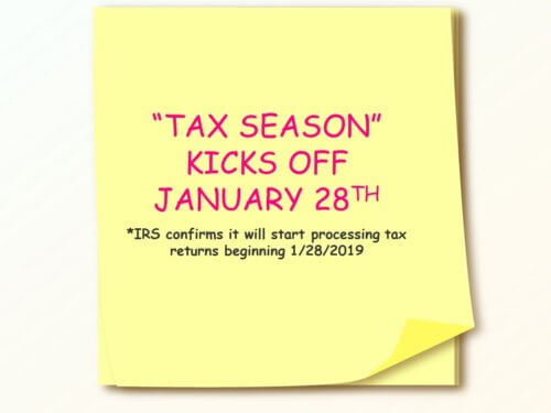 IRS Confirms Tax Return Filing Season to Begin January 28, 2019 | Alizio Law, PLLC